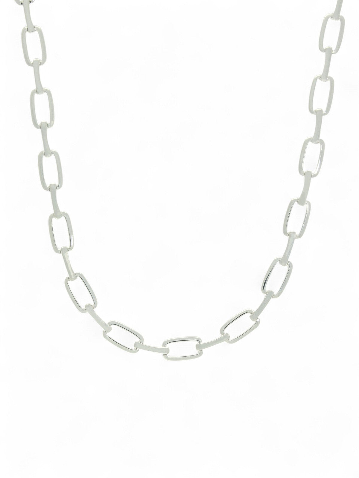 Silver Rectangle & Bar Link Necklace