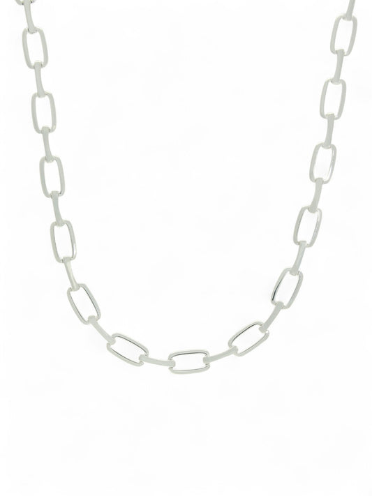Silver Rectangle & Bar Link Necklace