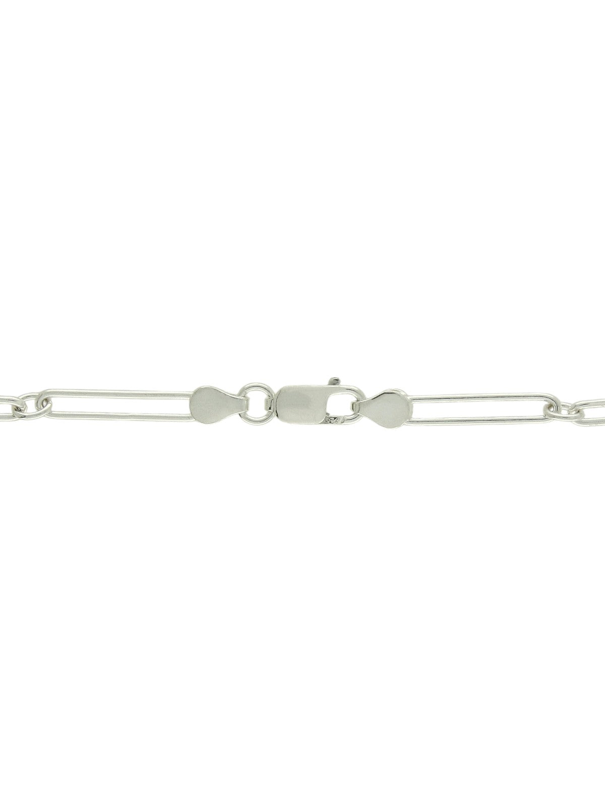 Polished Elongated Oval Link Necklace in Silver
