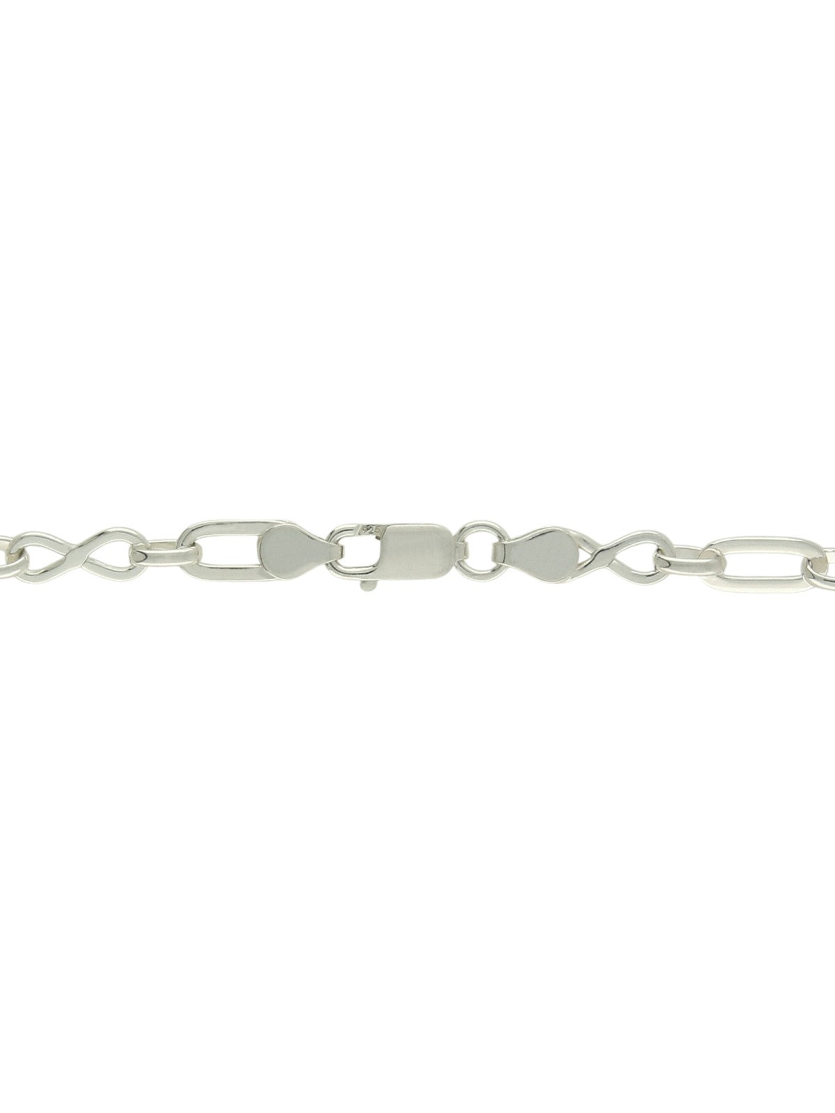 Polished Oval & Figure of Eight Link Necklace in Silver
