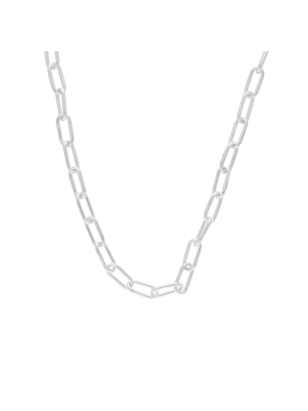 Silver Oblong Link Necklace