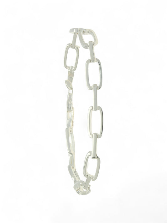 Silver Rectangle & Bar Link Bracelet