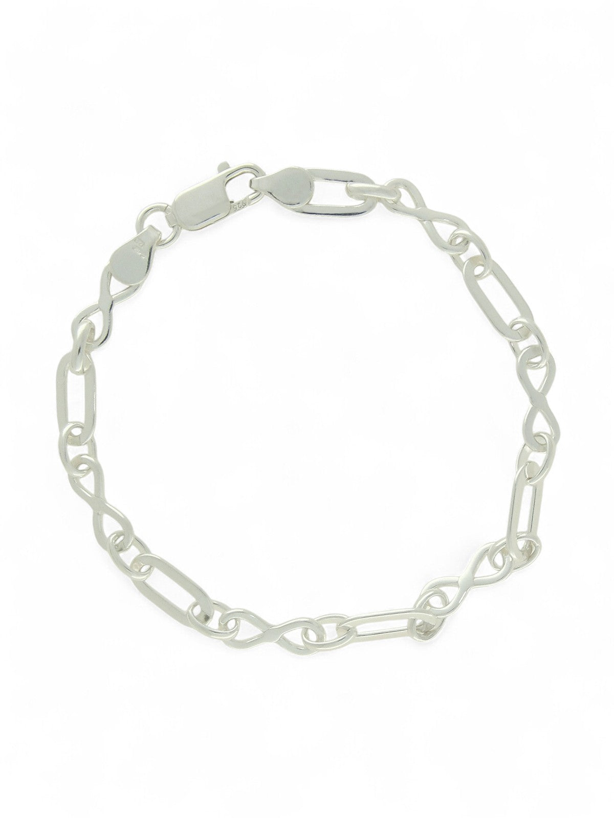 Polished Oval & Infinity Link Bracelet in Silver