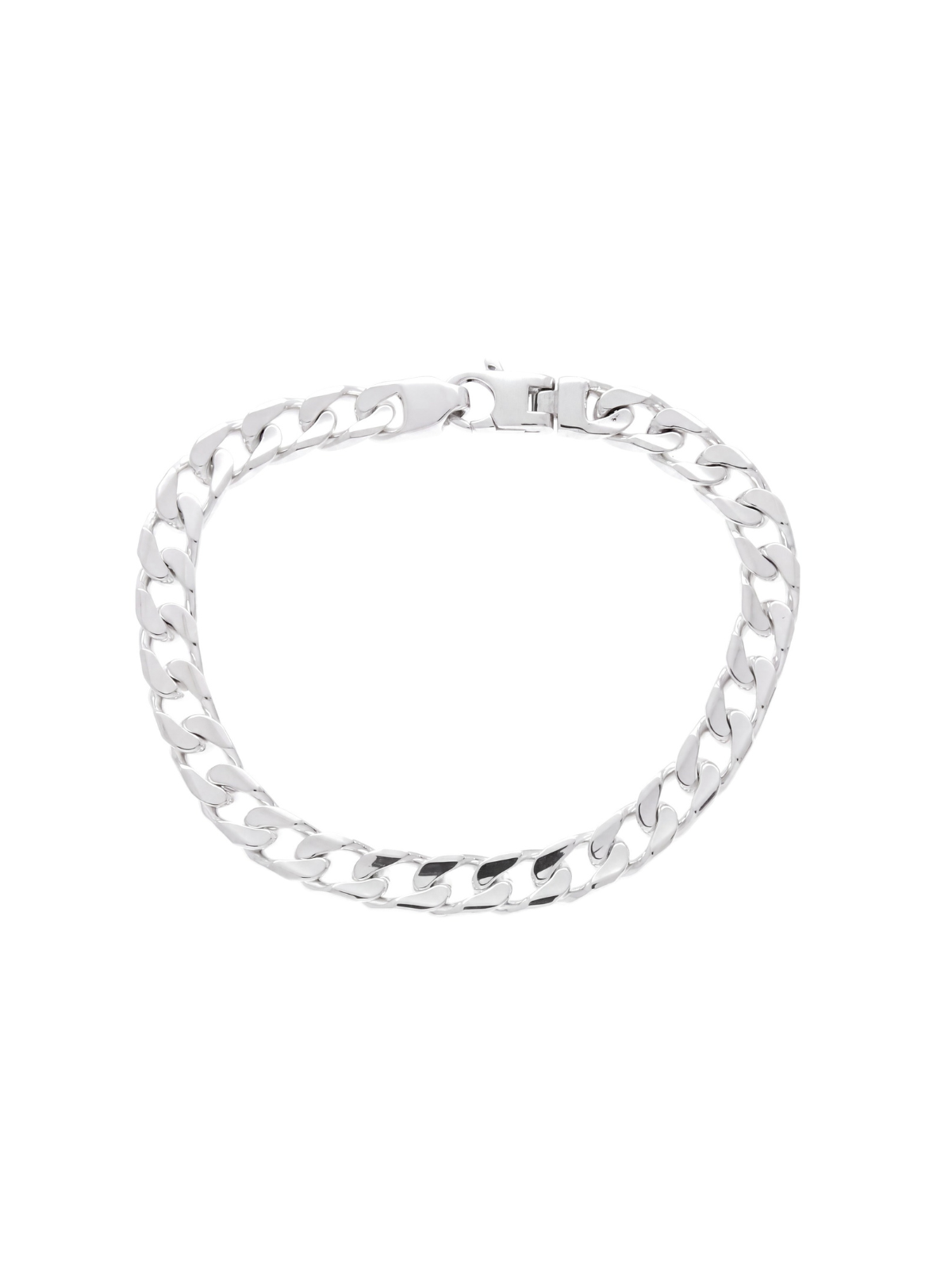 Silver Concave Square Curb Link Bracelet