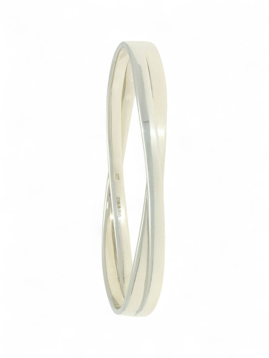 Silver Two-Row Crossover Hinged Bangle