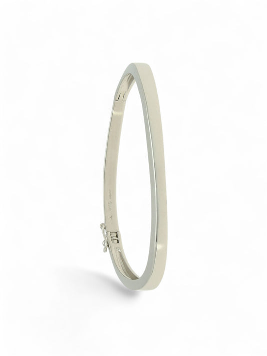 Polished Flat Wavy Bangle in Silver