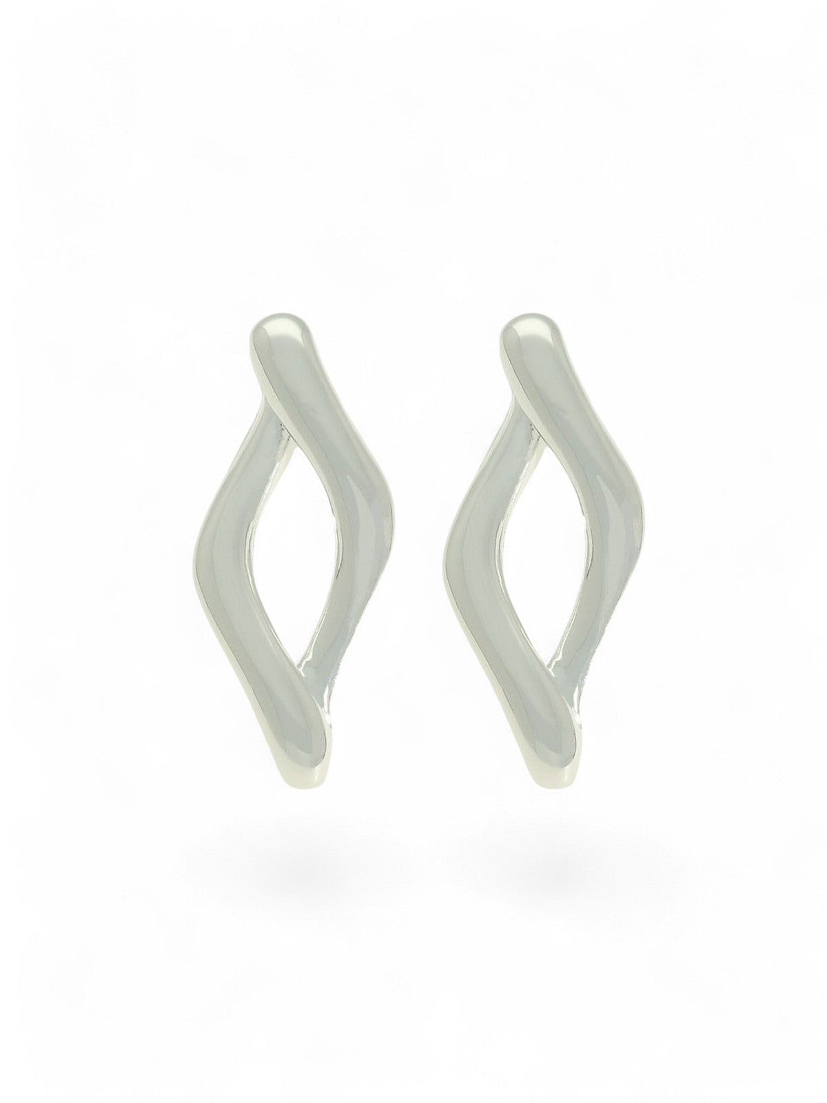 Twisted Wavy Stud Earrings in Silver