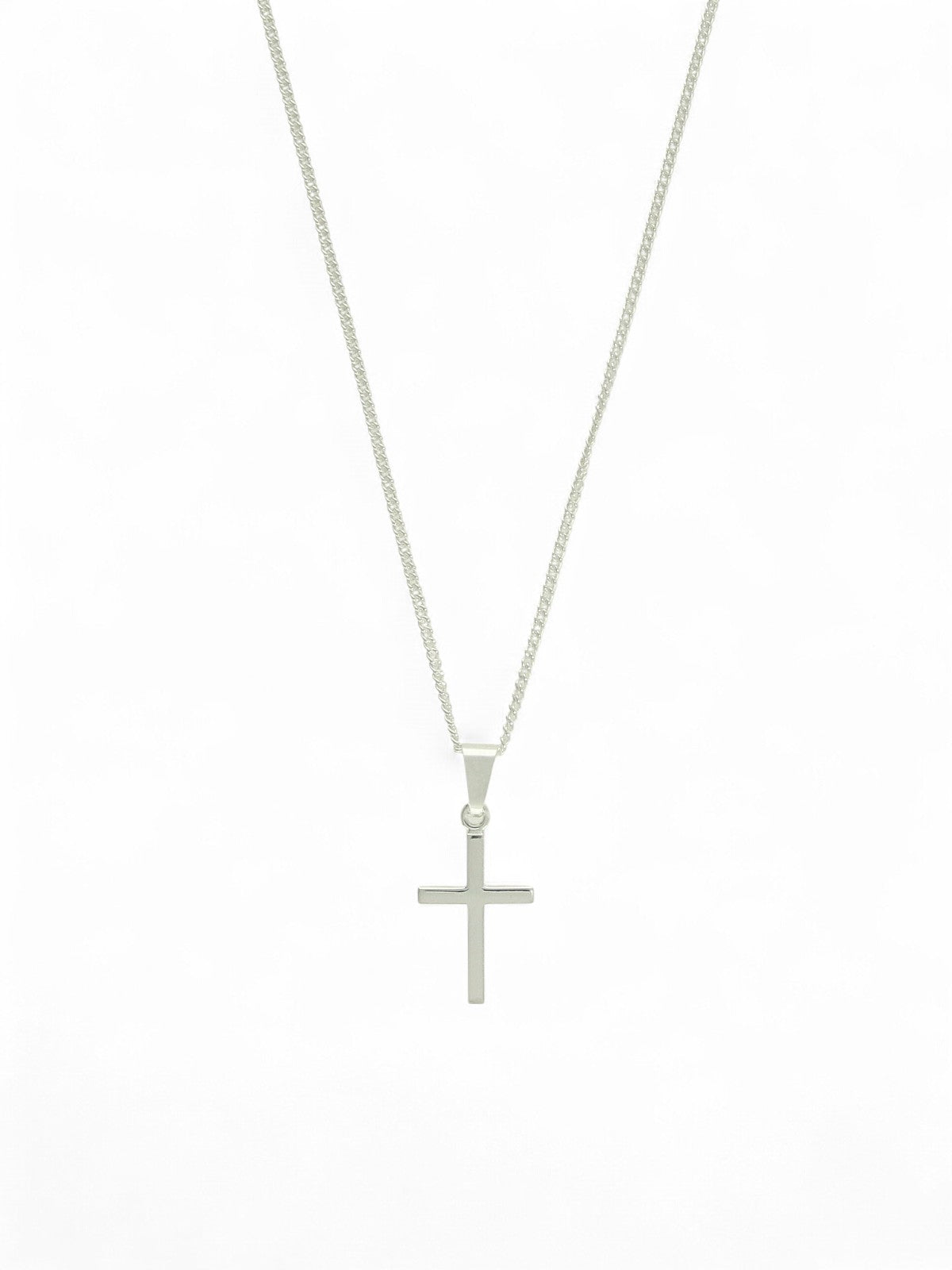 Polished Cross Pendant Necklace in Silver