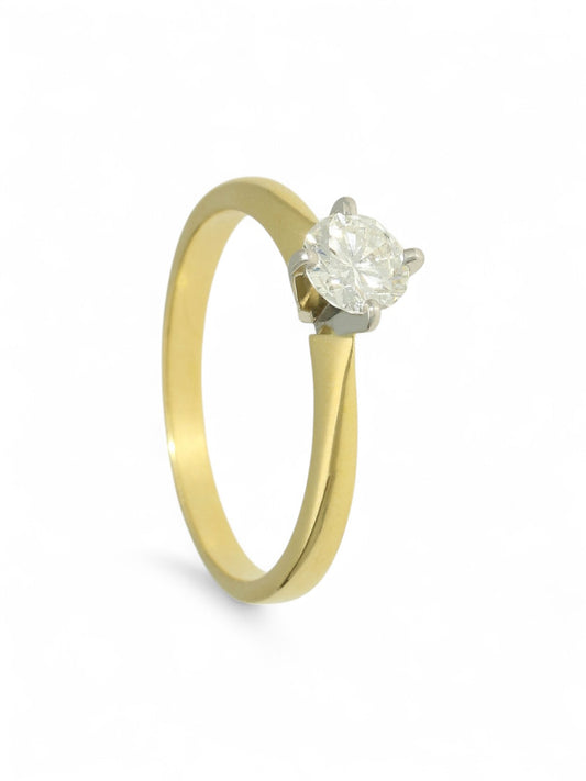 Pre Owned Diamond Solitaire Ring 0.50ct in 18ct Yellow & White Gold