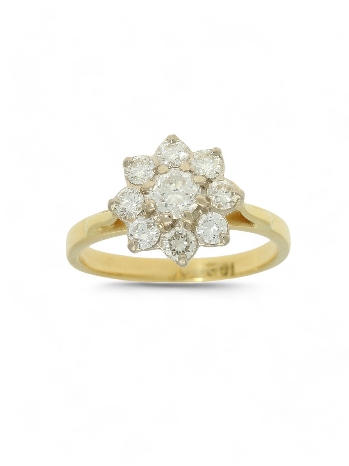 Pre Owned Diamond Flower Cluster Ring in 18ct Yellow Gold