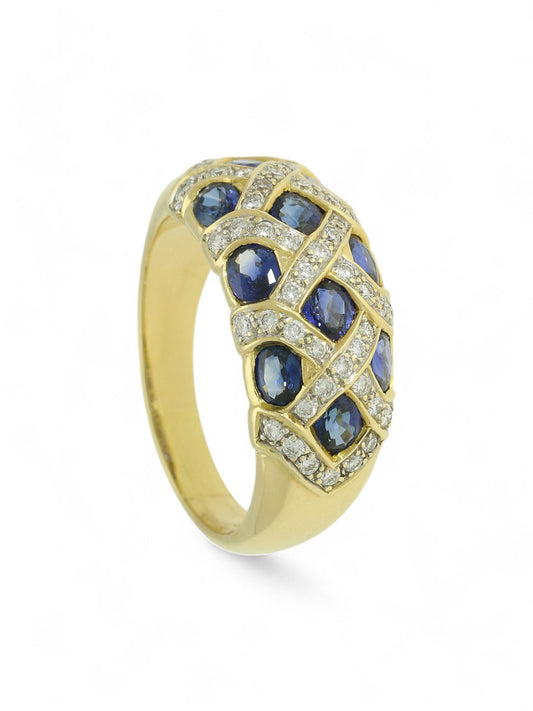 Pre Owned Sapphire & Diamond Ring in 18ct Yellow Gold