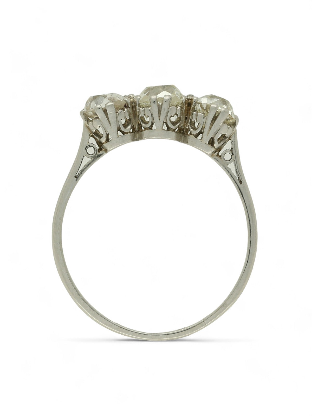 Pre Owned Diamond Old Cut Three Stone Ring in Platinum