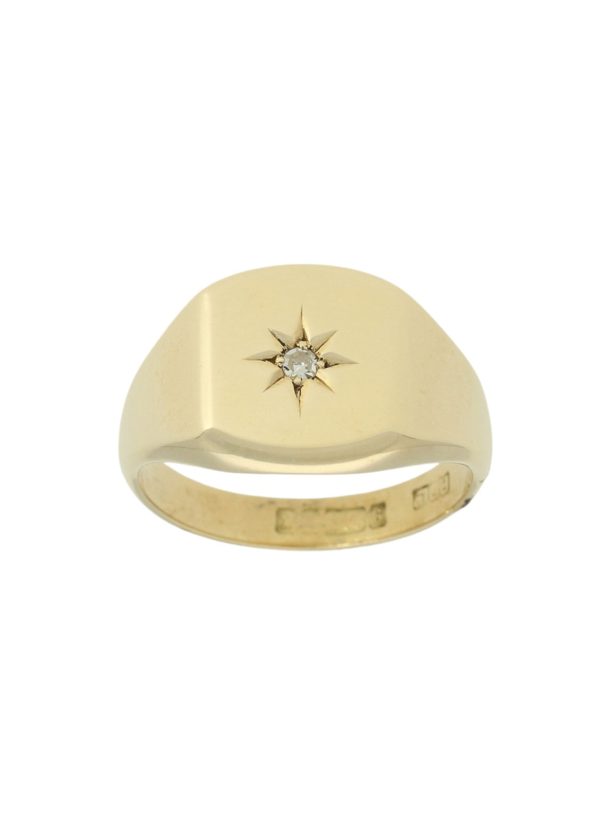 Pre Owned Diamond Signet Ring in 9ct Yellow Gold