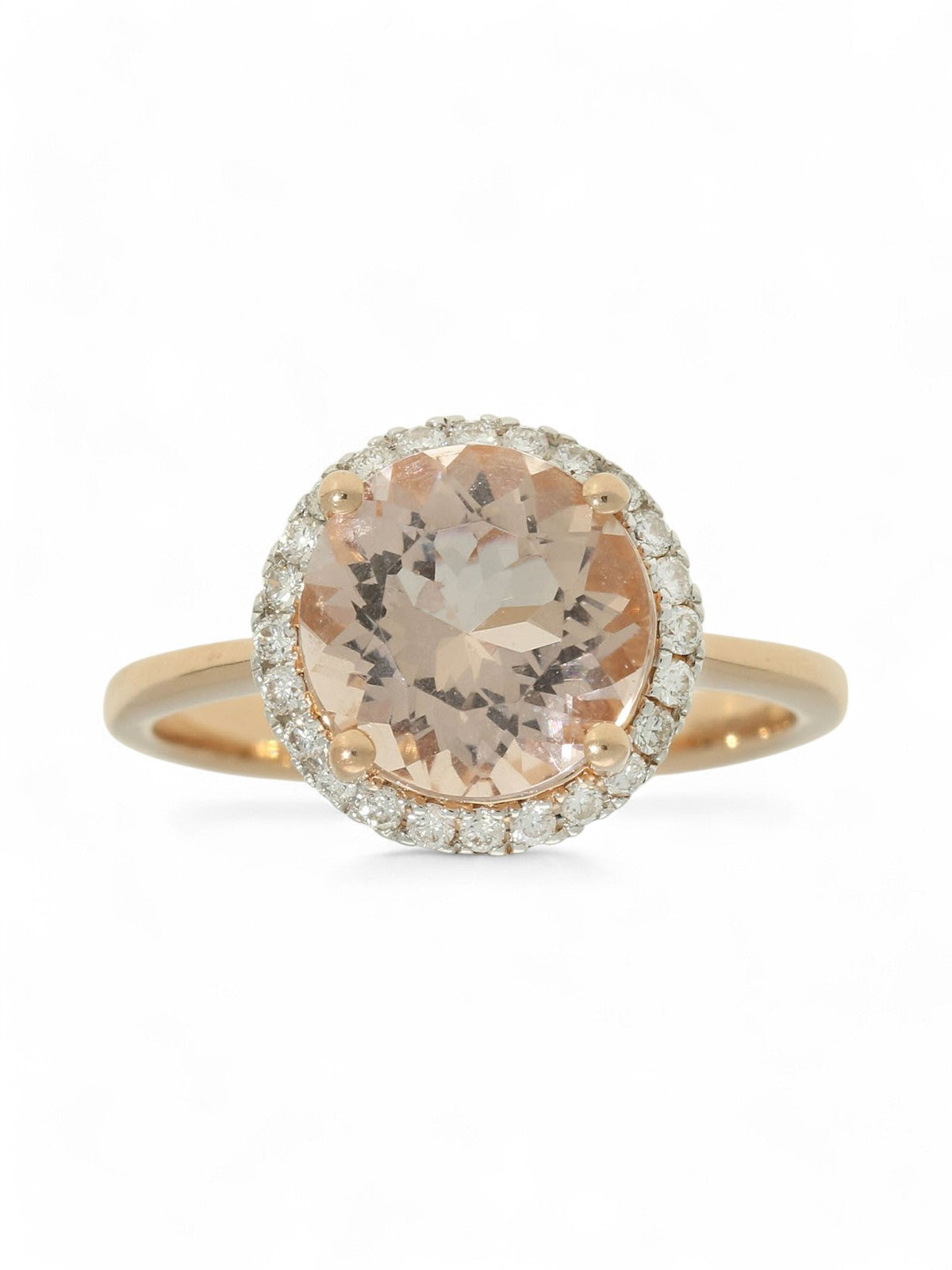 Pre Owned Morganite & Diamond Cluster Ring in 14ct Rose Gold