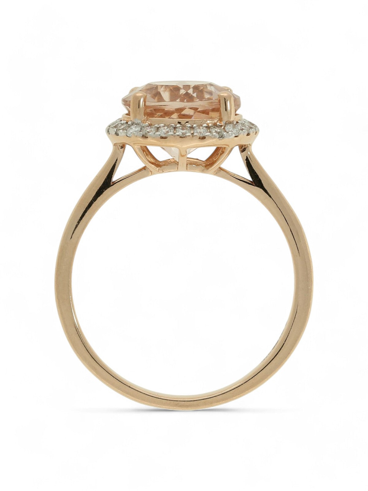 Pre Owned Morganite & Diamond Cluster Ring in 14ct Rose Gold