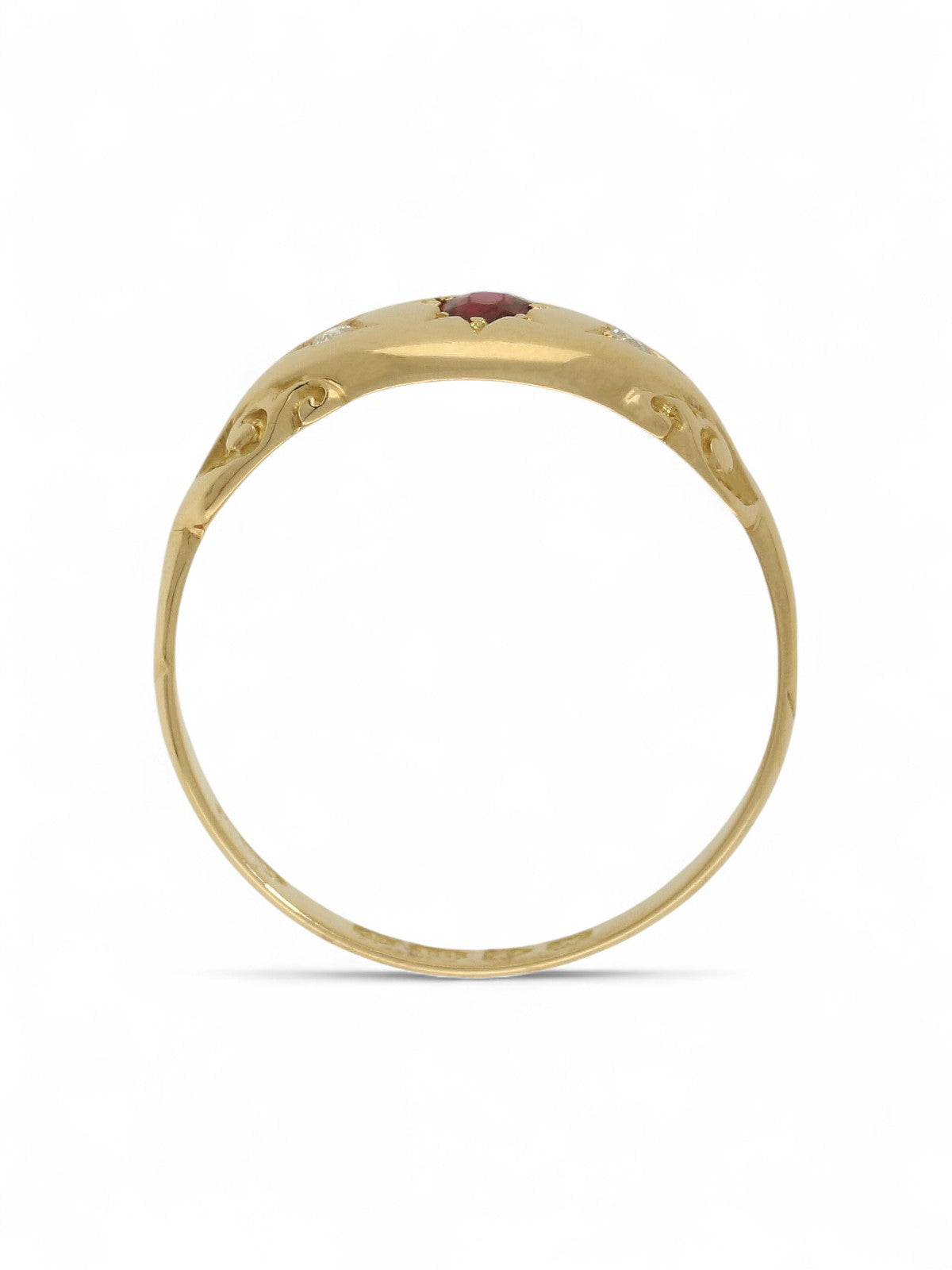 Pre Owned Ruby & Diamond Antique Dress Ring in 18ct Yellow Gold