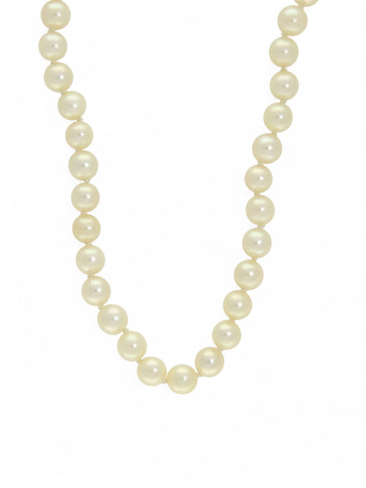 Pre Owned Cultured Pearl Single Row Necklace with Silver Magnetic Clasp