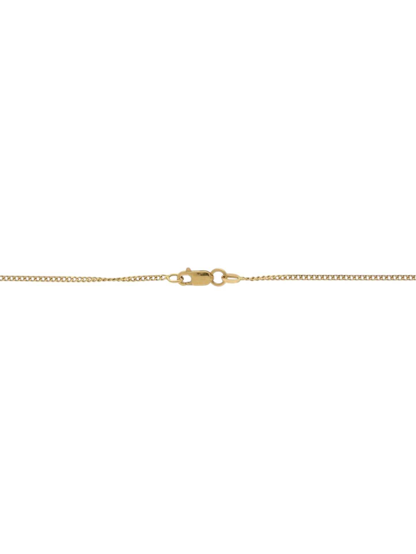 Yellow-gold curb chain with bolt ring clasp on a white background.