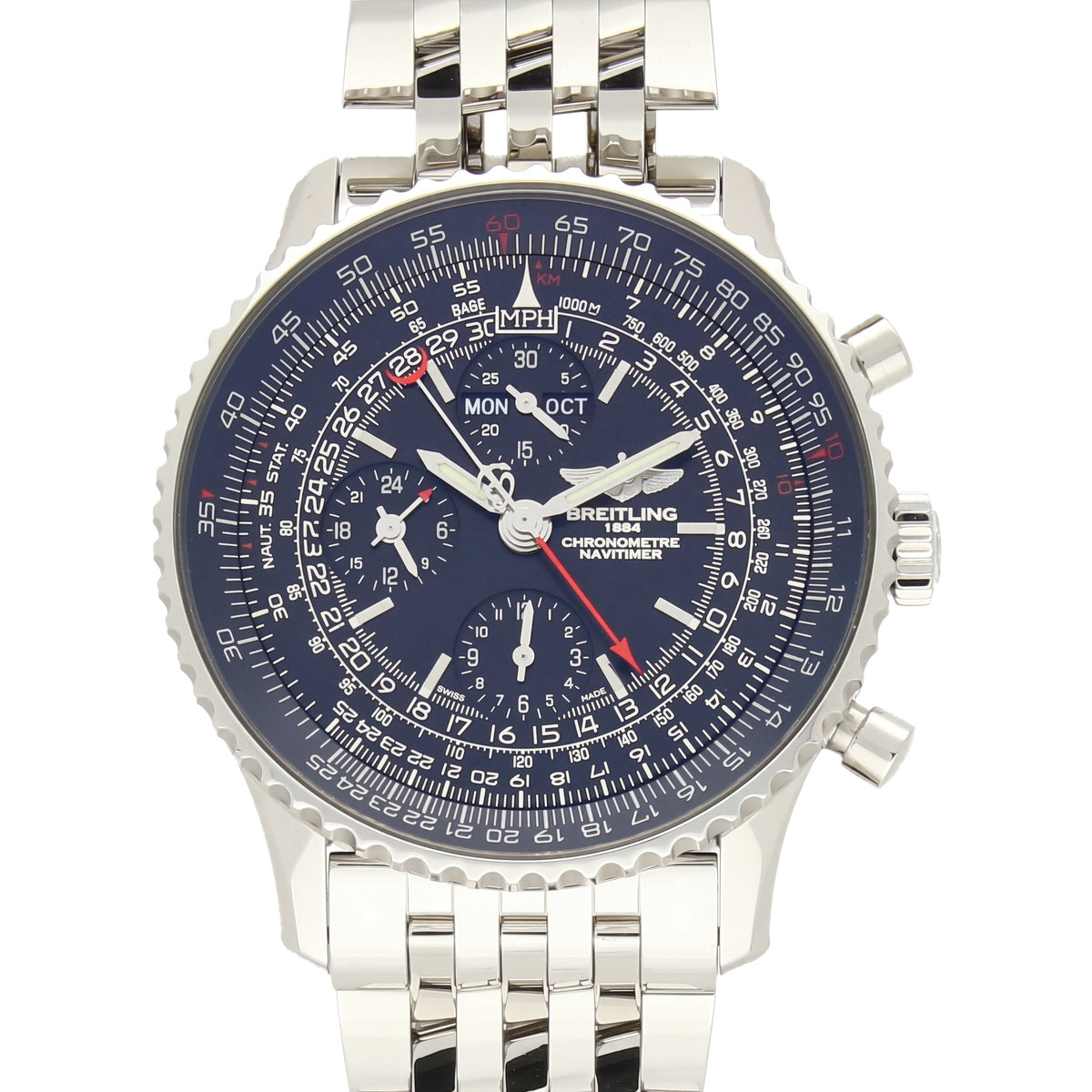 Pre-Owned Breitling Navitimer 1884 Chronograph 46mm with Steel Bracelet & Black Dial
