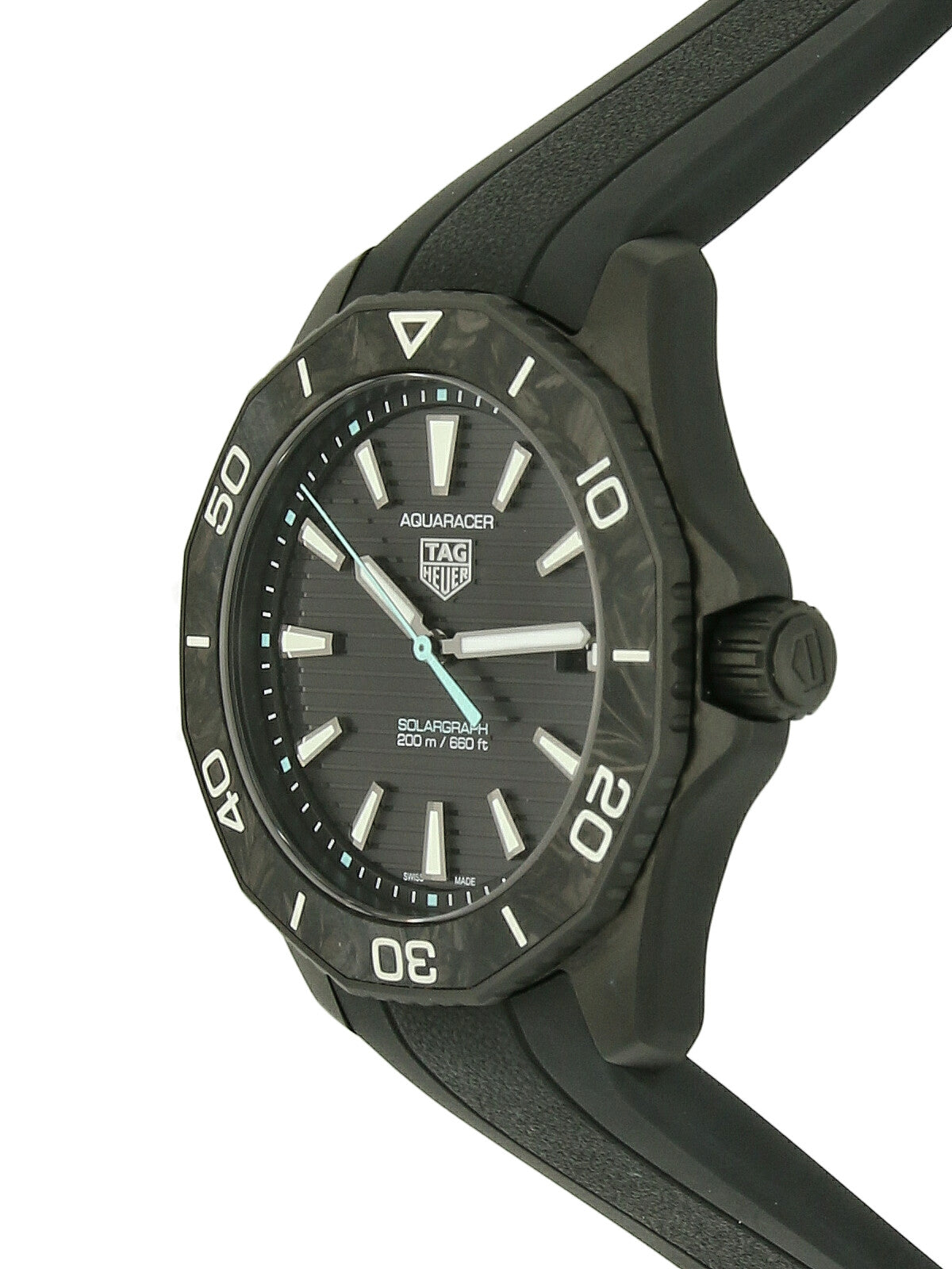 Pre Owned TAG Heuer Black Steel Coated Solar Quartz Watch 40mm on Black Rubber Strap