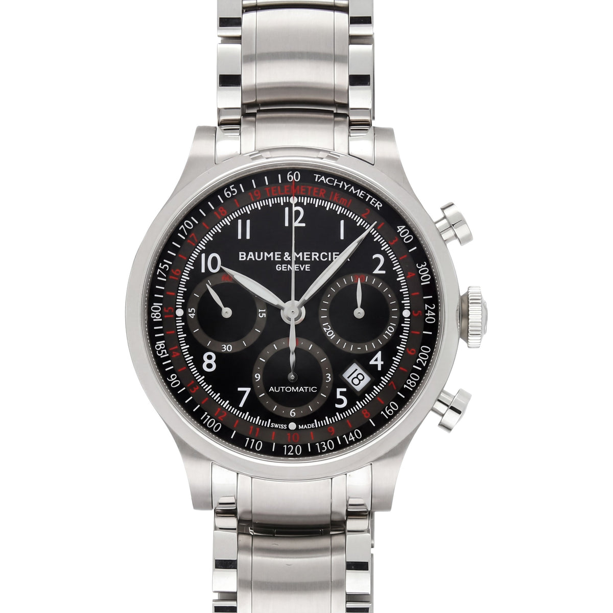 Pre-Owned Baume & Mercier Capeland Chronograph 42mm with Steel Bracelet & Black Dial