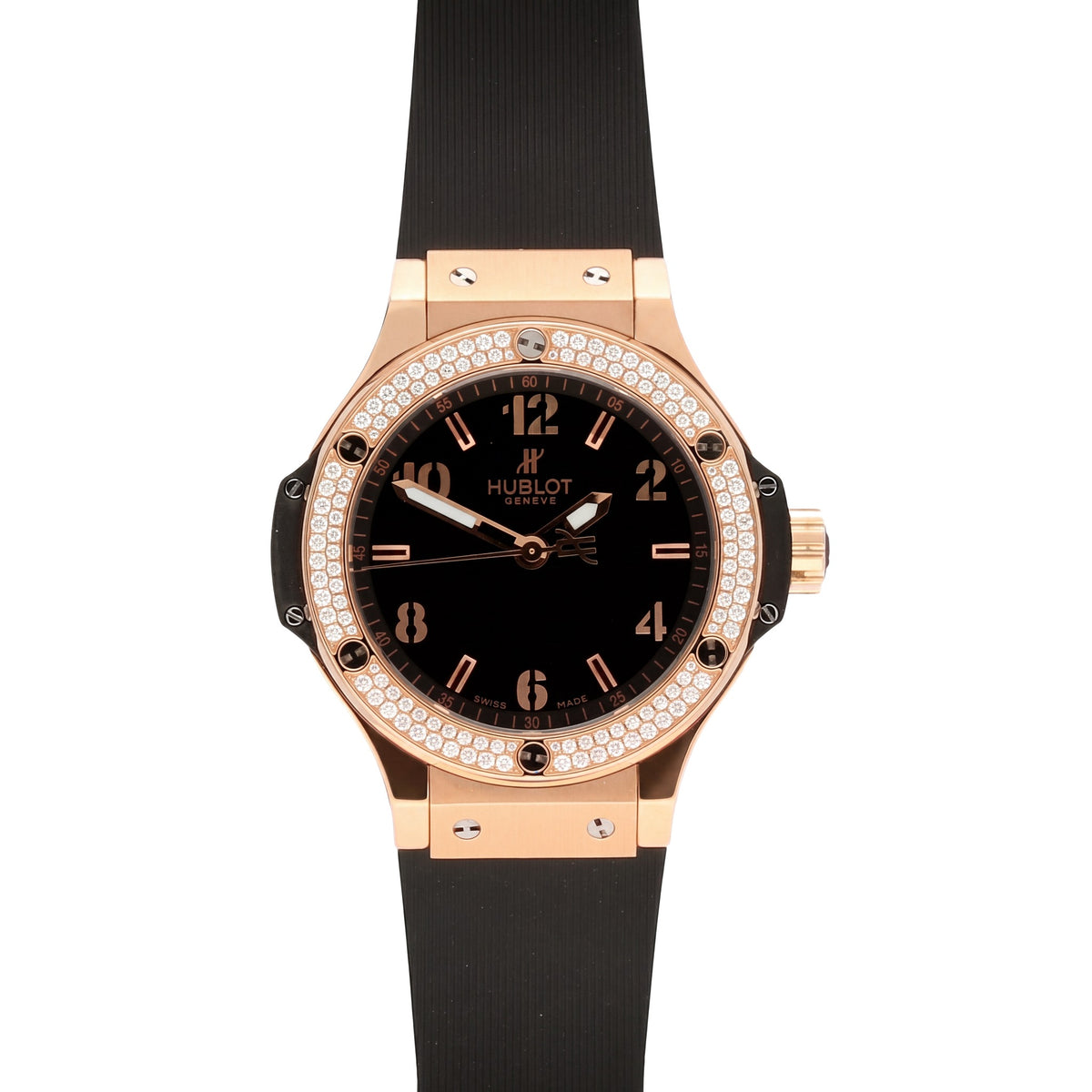 Pre-Owned Hublot Big Bang 38mm with Diamond-set Case, Black Rubber Strap & Black Dial