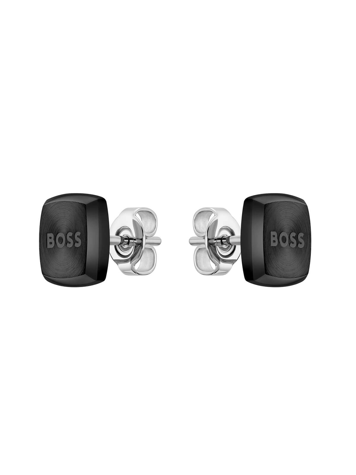 BOSS Yann Stud Earrings in Black Plating 1580474