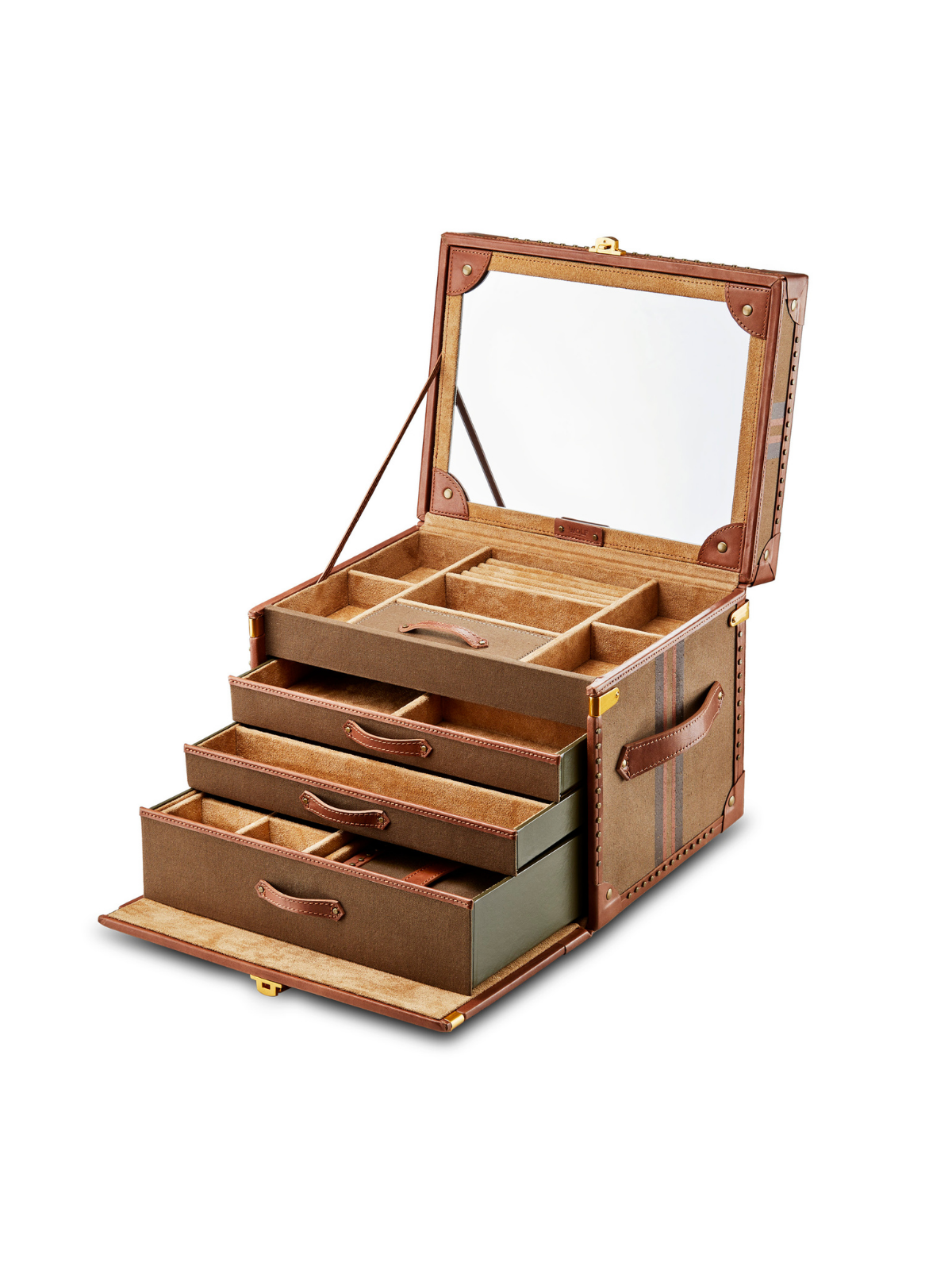 Wolf Ida Trunk Jewellery Box - Khaki *Online Exclusive*
