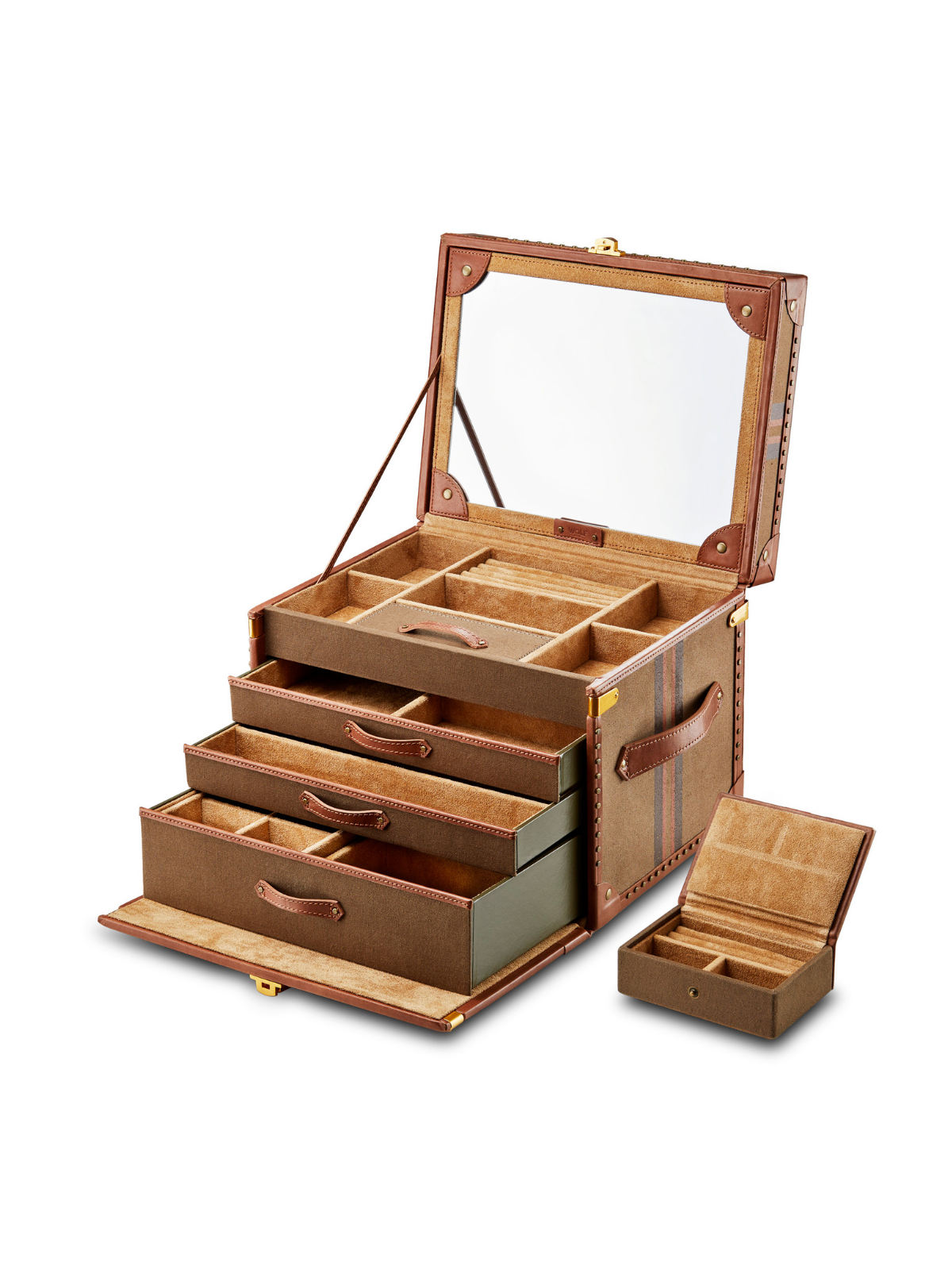 Wolf Ida Trunk Jewellery Box - Khaki *Online Exclusive*