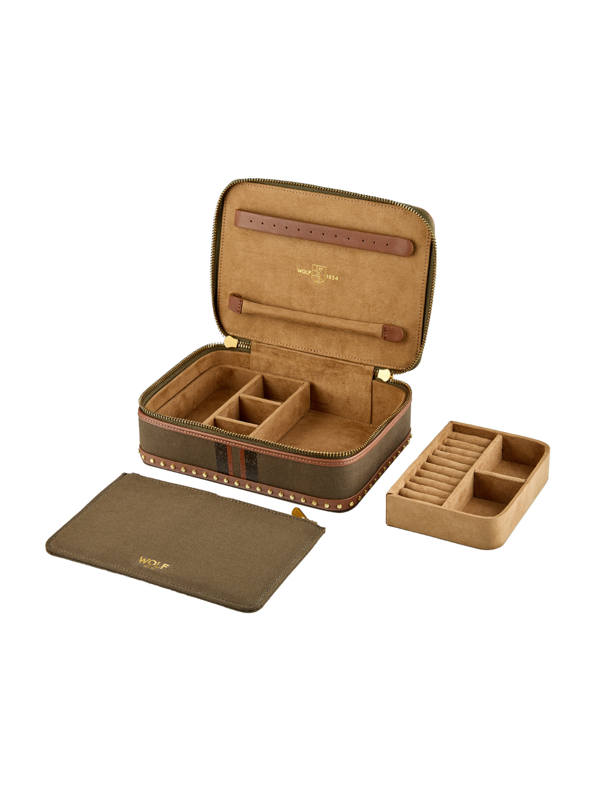 Wolf Ida Travel Jewellery Case - Khaki *Online Exclusive*