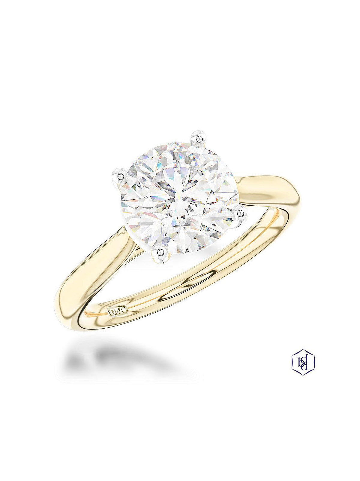 Open Tulip 2.01ct Diamond Round Brilliant Cut Solitaire Ring in 18ct Yellow Gold