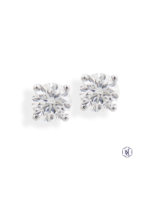 Windsor Diamond Solitaire Stud Earrings 1.42ct Brilliant Cut in Platinum