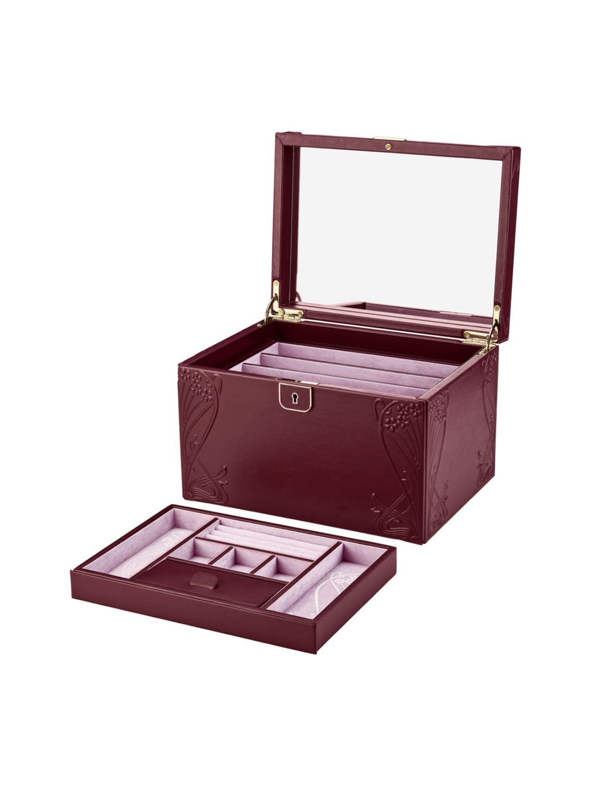 WOLF X LIBERTY Ianthe Large Jewellery Box - Burgundy *Online Exclusive*