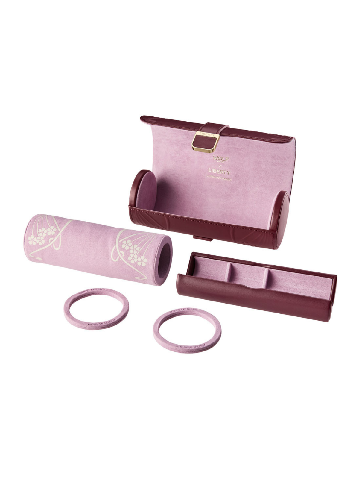 Wolf x Liberty Ianthe Triple Watch Roll - Burgundy *Online Exclusive*