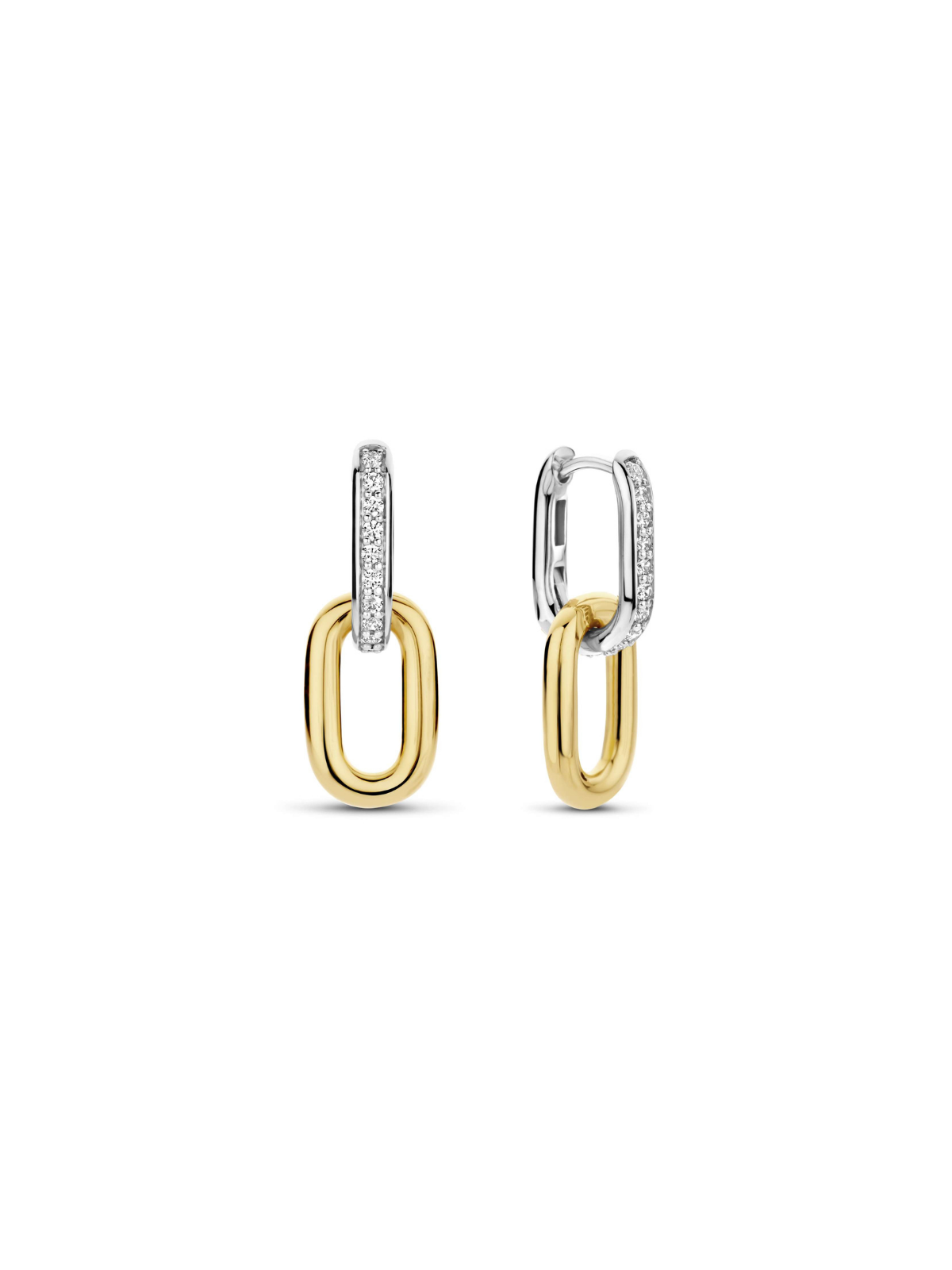 Ti Sento Signature Zirconia Chain Hoop Earrings 7831ZY
