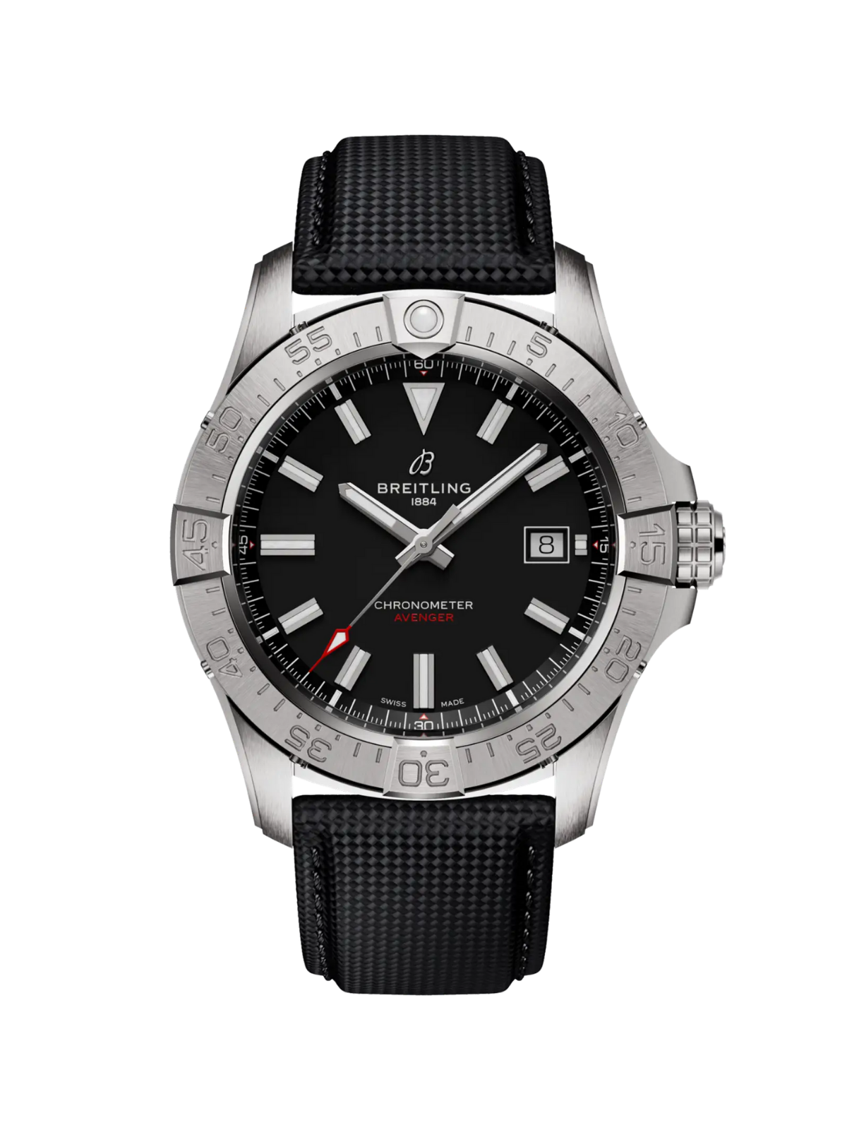 Breitling Avenger Automatic 42 with Black Leather Strap & Black Dial