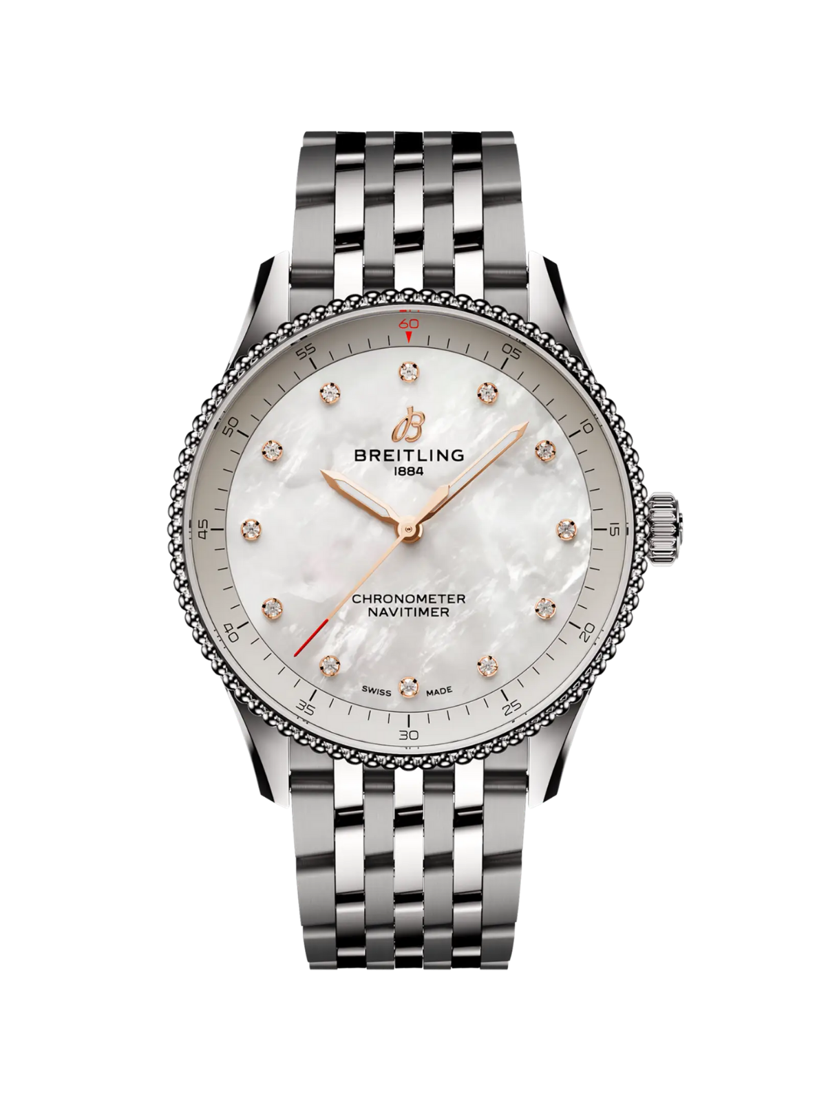 Breitling Navitimer 32 with Steel Bracelet & White Mother of Pearl Dial