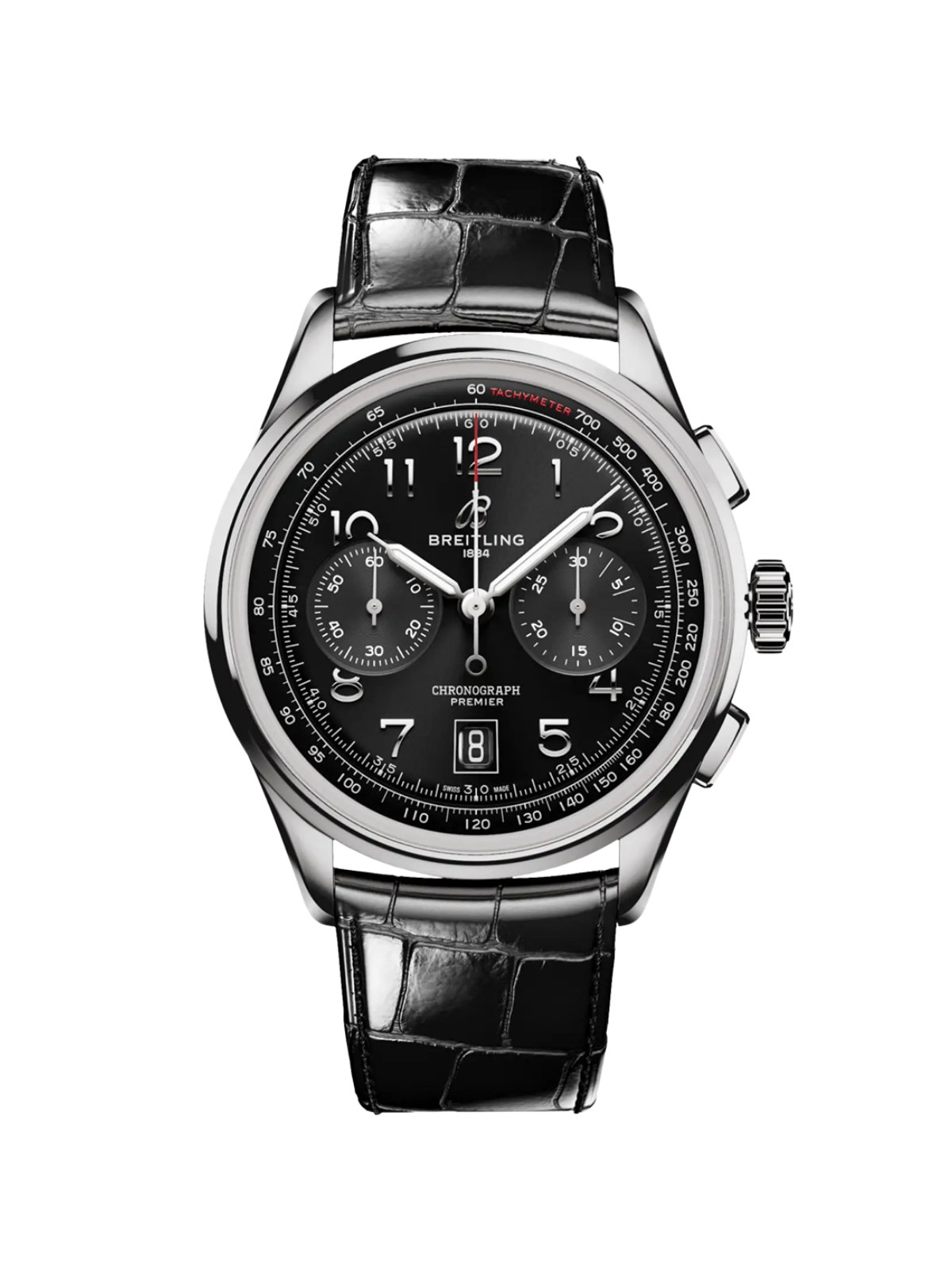 Breitling Premier B01 Chronograph 42 with Black Leather Strap & Black Dial