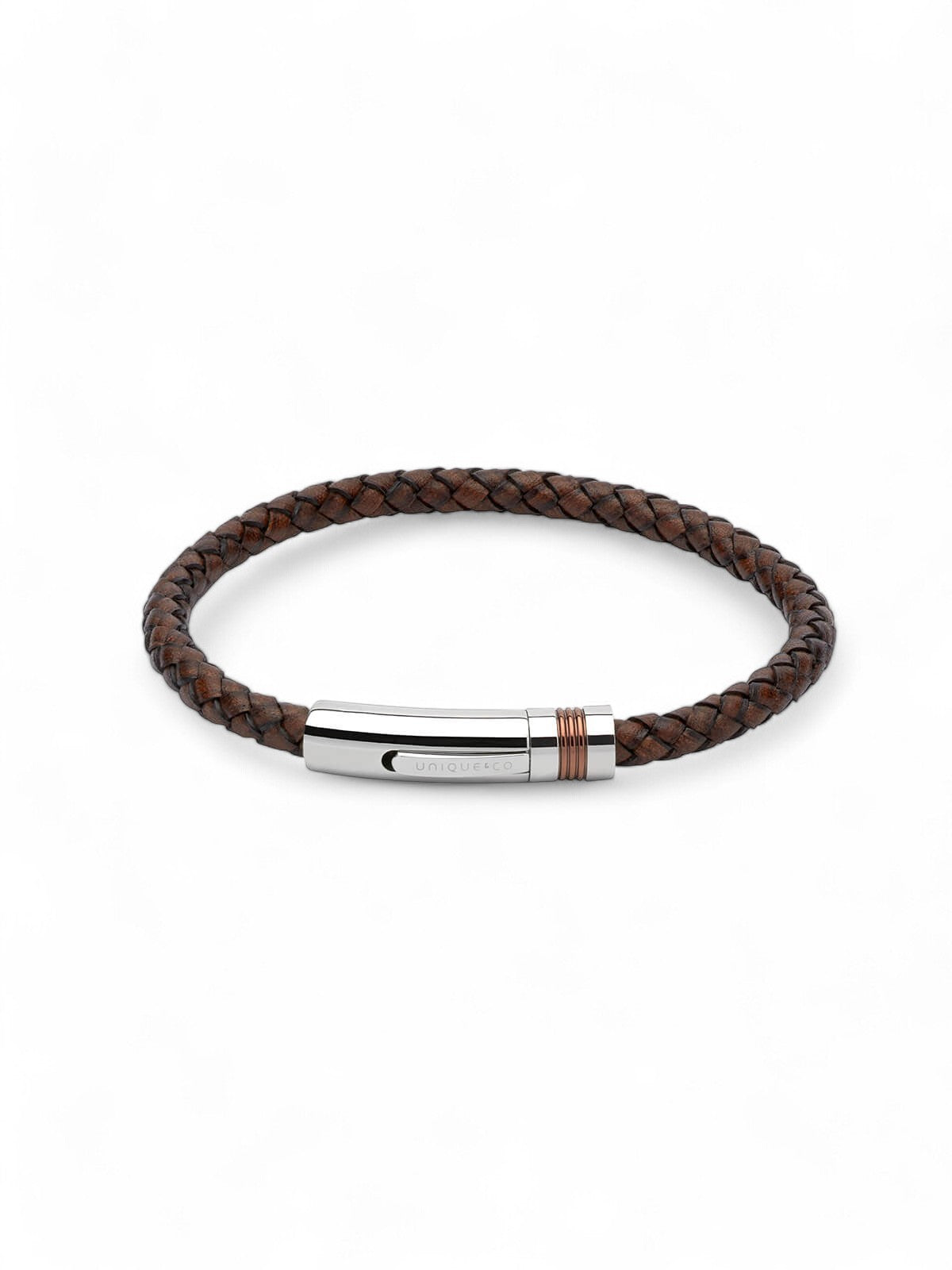 Unique & Co. 21cm Antique Dark Brown Leather Bracelet with Brown IP Plated Clasp