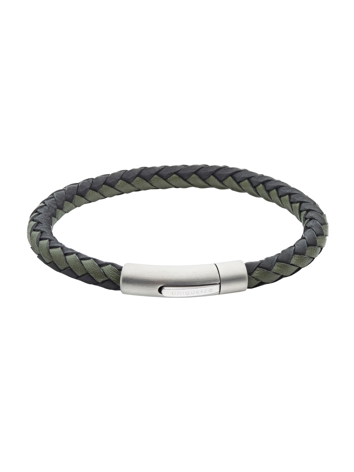 Unique & Co. 21cm Black & Dark Green Leather Bracelet