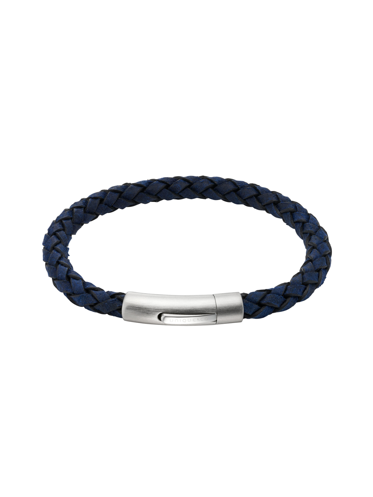 Unique & Co. 21cm Royal Blue Leather Bracelet with Steel Clasp