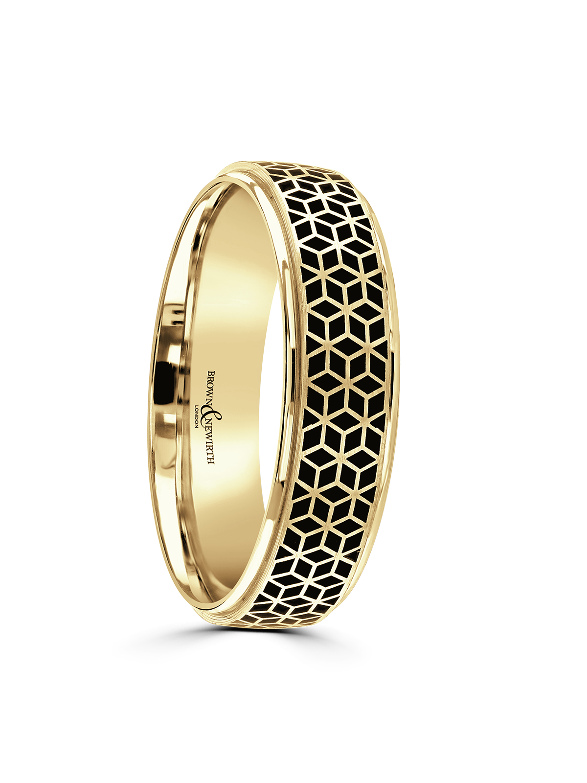 5mm 9ct Yellow Gold & Black Ceramic Wedding Ring