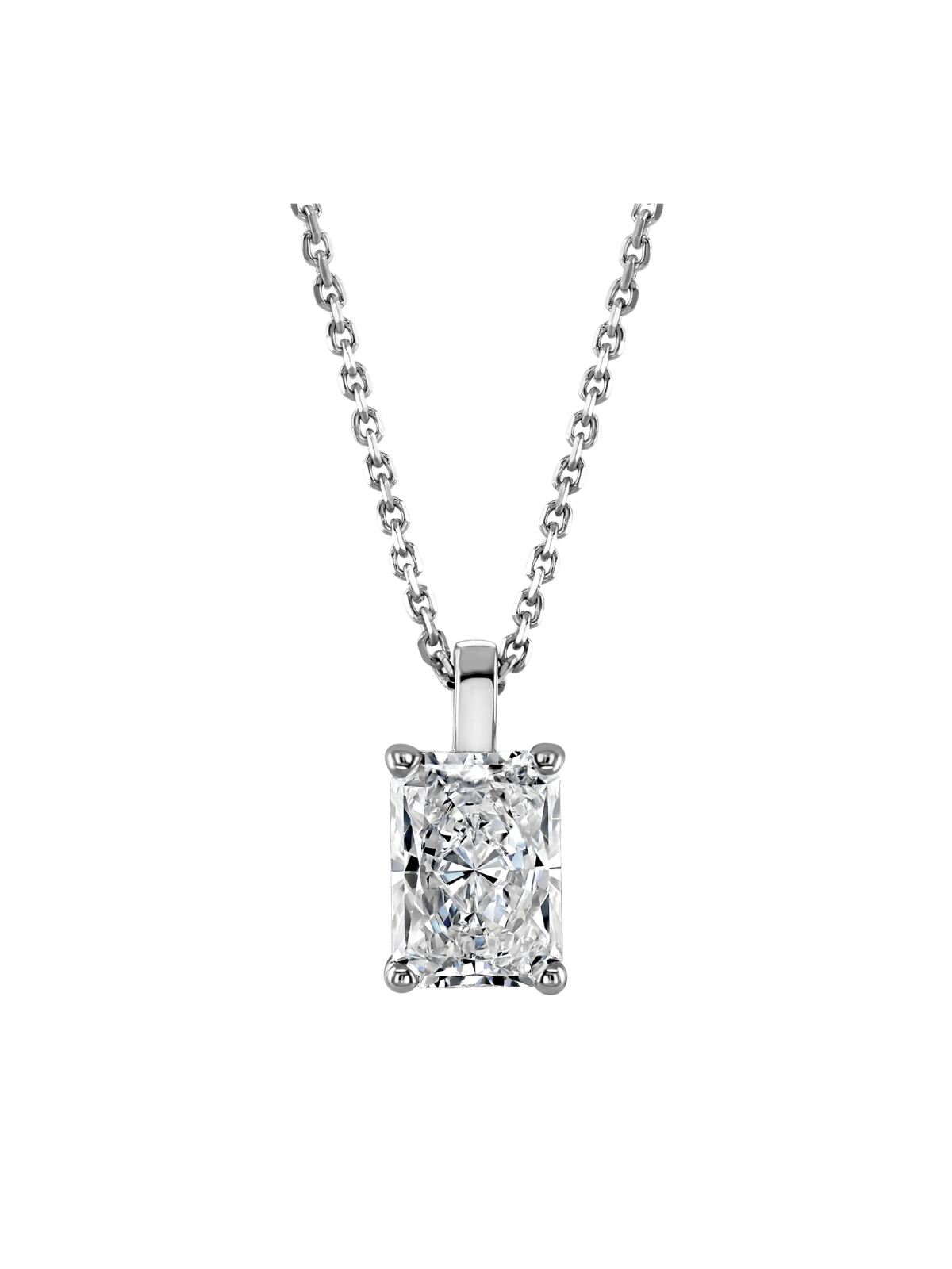 Lab Grown Diamond Solitaire Pendant with 0.75ct Radiant Cut Diamond in 9ct White Gold