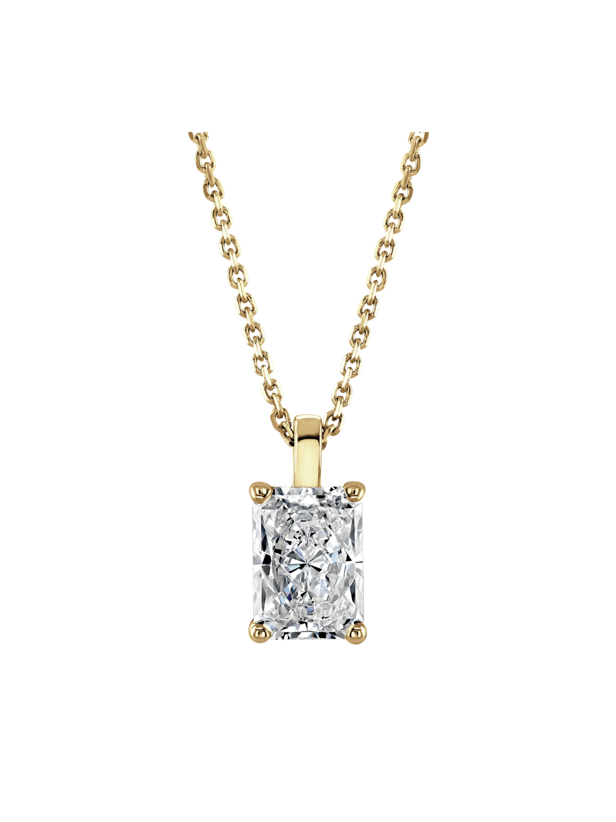 Lab Grown Diamond Solitaire Pendant with 0.75ct Radiant Cut Diamond in 9ct Yellow Gold