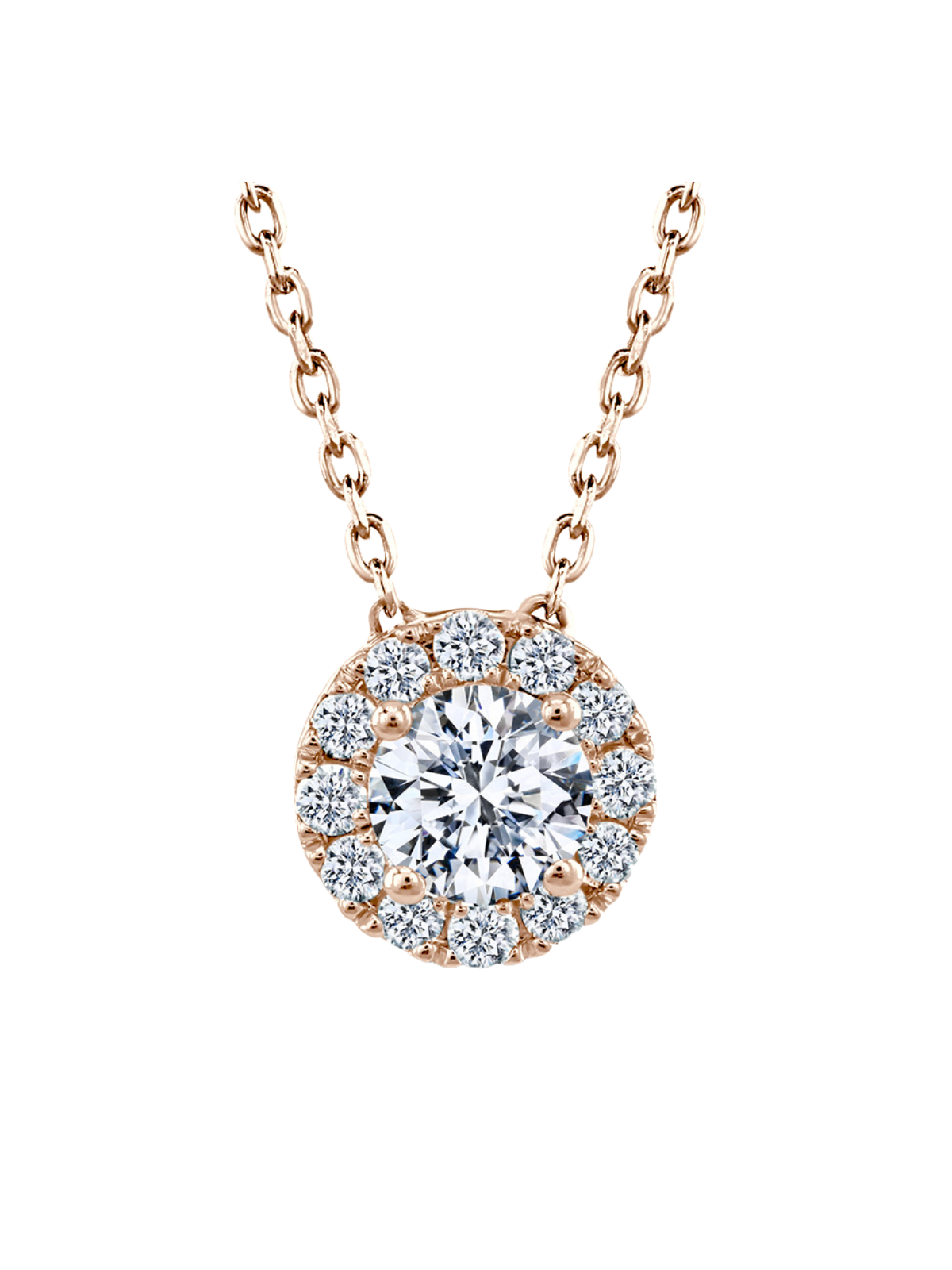 Lab Grown Diamond Halo Pendant with 0.70ct of Round Brilliant Diamonds in 9ct Rose Gold