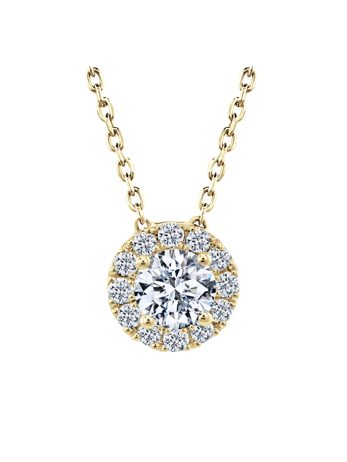 Lab Grown Diamond Halo Pendant with 0.70ct of Round Brilliant Diamonds in 9ct Yellow Gold