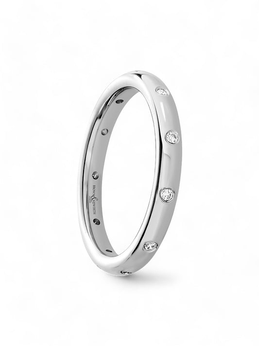 Diamond Set 18ct White Gold Wedding Ring 0.08ct Brilliant Cut