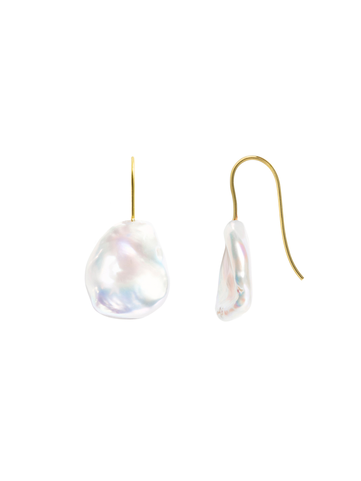 Ora Pearls Archi Flat Baroque Pearl Hook Earrings - Gold EHKFBQG