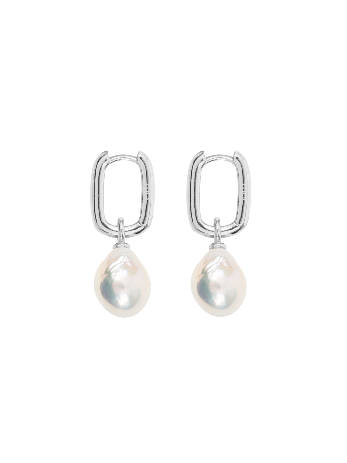 Ora Pearls Aetia Baroque Pearl Hoop Earrings - Silver EHPSQBQSS