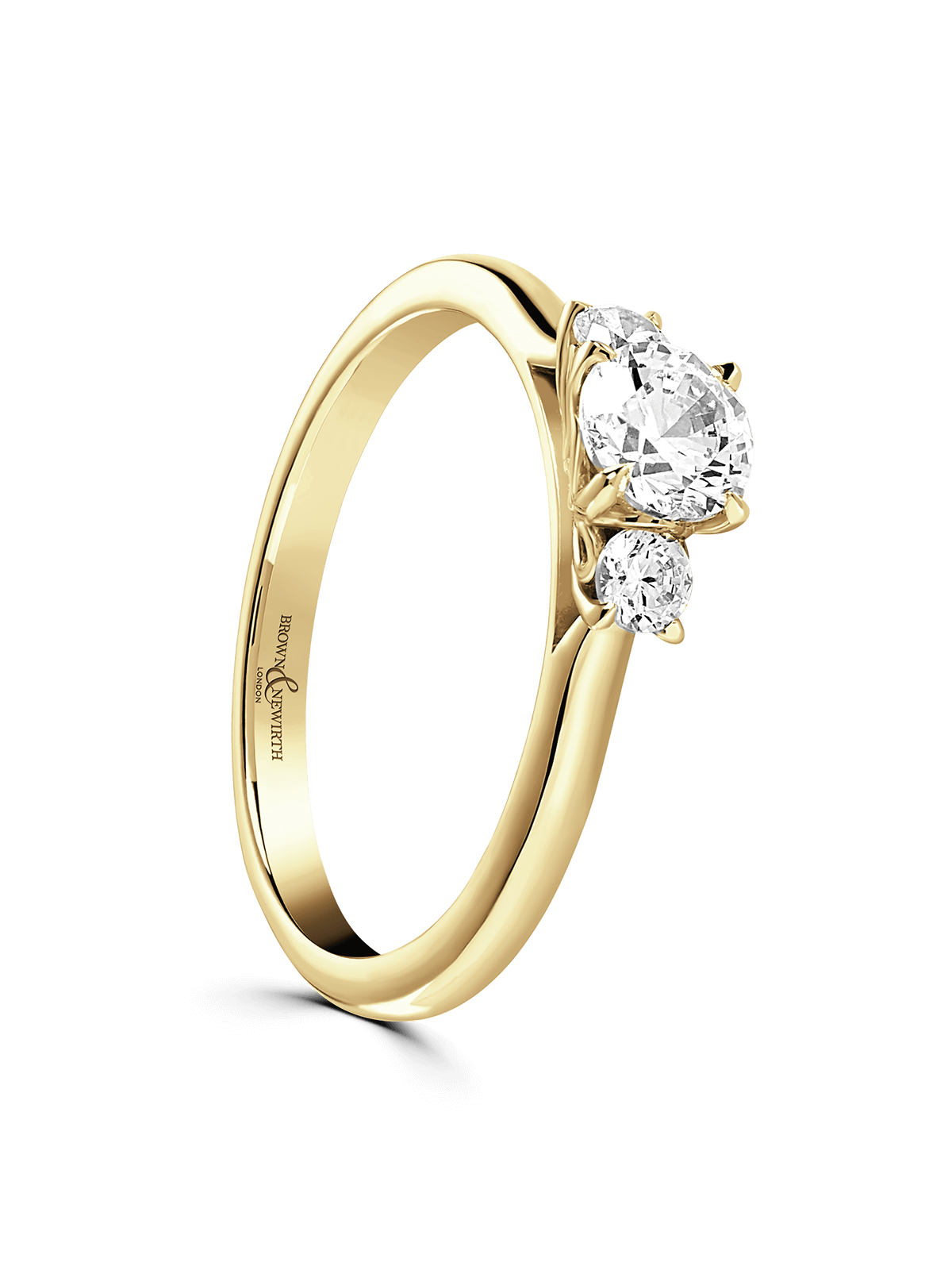 Diamond Three Stone Engagement Ring 0.66ct Brilliant Cut in 18ct Yellow Gold